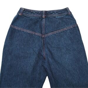 VTG Halston III Jeans Size 8 Blue Denim‎ Bareback High Rise Boot Leg Red Stitch